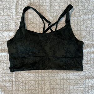 Balance Collection Black and Olive  Floral Sports Bra